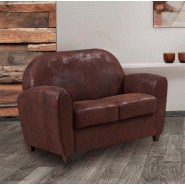 Salon Club Bufallo 2 places + 3 places - Canapés en microfibre vintage marron pour intérieur cosy_2