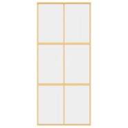 Vidaxl porte coulissante doré 90x205 cm verre esg clair et aluminium 155155_2