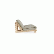 Fauteuil convertible futon ROOTS en pin naturel - Tissu lin - Couchage 90 x 200 cm - Design japonais et scandinave_2