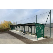 Abris 2 roues - Série PC - Toit plat pente arrière 5% - Sur mesure avec bardage et racks vélos en option_2