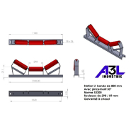 Support de rouleaux pour convoyeur à bande - 3 rouleaux inclinés - Plusieurs dimensions et finitions disponibles_2