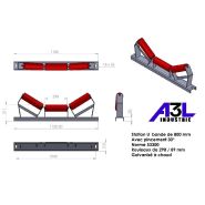 Support de rouleaux pour convoyeur à bande - 3 rouleaux inclinés - Plusieurs dimensions et finitions disponibles_2