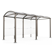 Abri Vélos M avec Bardages en Verre - Structure en acier galvanisé et toiture en polycarbonate - Extension avec option LED_2