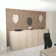 Armoire moyenne à portes battantes Haut. 121 cm - Mobel Linea - 100, Acacia clair_3