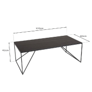 Table basse rectangulaire DILA 120 x 60 cm - pieds métal contemporains, MDF plaqué chêne_2