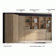 Composition angle lit escamotable Vertigo chêne naturel 411 x 100 cm - Couchage quotidien 90 x 200 cm avec rangements intégrés_2