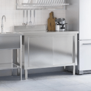Vidaxl table de travail de cuisine avec portes coulissantes inox 376441_2