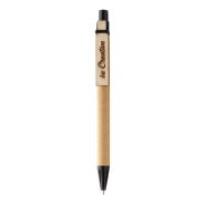Stylo à bille en papier recyclé - Clip en bois personnalisable - Encre bleue_2