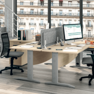 Bureau individuel ou collaboratif en open space avec pied métallique et passe-câbles amovible - Idra - Burocéan_2