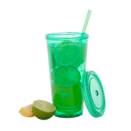 Mug en plastique transparent - 750 ml avec couvercle et paille colorés_2