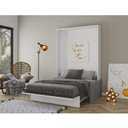 Armoire lit escamotable Bermudes Sofa blanc avec canapé gris - couchage 160x200 cm_2