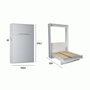 Armoire lit avec sommier à lattes en bois et ouverture automatique