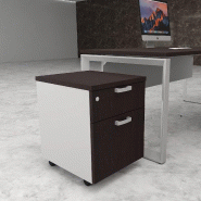 Caisson mobile avec tiroir pour dossiers suspendus - Mobel Linea - Wengé, Gris aluminium_2