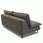 Canapé-lit compact 3 places Lisbonne 160 cm - Sommier à lattes - Matelas 13 cm en tissu tweed gris chiné_2