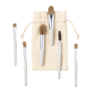 Ensemble de 6 pinceaux de maquillage - Paille de blé écologique et plastique PP - Pochette en coton avec cordon de serrage_2