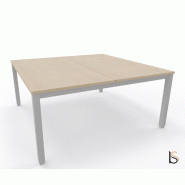 Bureau 2 personnes Tempo avec passe-câbles  - Mobel Linea - 180, Alu, Chêne moyen_3