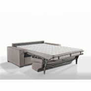 Canapé convertible 2-3 places Excellence - 120 cm - Sommier à lattes - Matelas Memory 18 cm inclus - Velours taupe_2