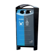 Poubelle d'extérieur 2x50 litres - binsolumn - acier galvanisé thermolaqué, résistante au vandalisme_2
