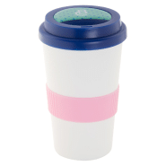 Mug thermos customisable - double parois en plastique - 400 ml - avec couvercle bec verseur et grip en silicone_2
