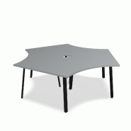 Bureau bench 3 personnes Ogi A - MDD. - Noir, Aluminium satiné_2