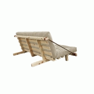 Banquette futon JUMP en pin massif - Coloris beige - Couchage 130 x 190 cm - Design scandinave avec lanières en cuir_2