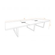 Table de réunion ÉCLAT bicolore - extensible avec top access et piètement métal_2