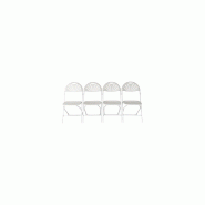 10 chaises pliantes blanches anti-feu M2 avec crochets de liaison - usage professionnel intérieur/extérieur_2