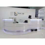 Bureau d'accueil Valde avec accès PMR et vague - MDD - Blanc brillant, Droite_2