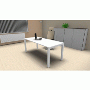 Bureau individuel Tempo réglable en hauteur. - 140, Blanc, Blanc_2