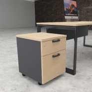 Caisson mobile avec tiroir pour dossiers suspendus - Mobel Linea - Gris anthracite, Chêne moyen_2