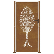 Vidaxl portail de jardin 105x205 cm acier corten conception de l'arbre 153165_2