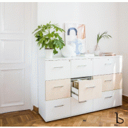 Armoire avec tiroirs pour le classement des dossiers suspendus - Blanc pastel, Blanc pastel, 6 cases_2