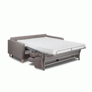 Canapé compact convertible Plaza - Tissu tweed gris taupe - Matelas 16cm - Système express 160x197cm_2