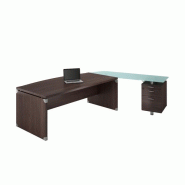 Bureau X time Stop avec retour en verre - Quadrifoglio. - Noyer canaletto, Droite, 264_0