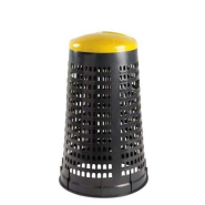 Poubelle publique ronde perforée Ruff - polypropylène avec support de sac, couvercle et base recyclée_2