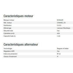 Technic 6500 A AVR UK C5 - Groupe électrogène Kohler - Puissance max 6,30 kW - 50 Hz - 230 V