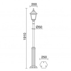 Lampadaire 1 tête -clic-clac 4 -ip44 - e27 - style rustique - verre transparent hauteur totale 1 910 mmnoir