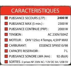 Mf2200i groupe électrogène portable - mecafer - puissance 2200 w