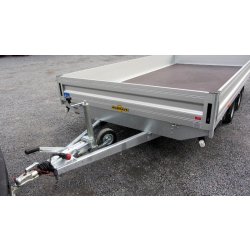 Remorque plateau HUMBAUR HT 304121 - 2 essieux, roues dessous, ridelles alu, dimensions 4100x2100 mm