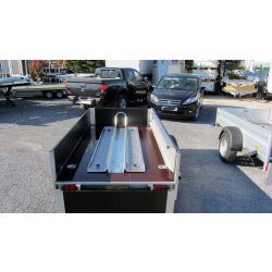 Remorque moto - Humbaur HA 1385 - 1 rail, rampe alu renforcée, anneaux d'ancrage