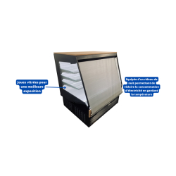 Vitrine réfrigérée semi-verticale MILANO BIO - EORI-SV-B-130 et EORI-SV-B-200, 3 étagères vitrées rétroéclairées, -1°C à +7°C, EUROVITRINE