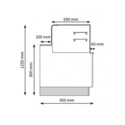 Vitrine neutre pâtisserie/sandwichs - Froid ventilé - PERLA 2E 200 N SD