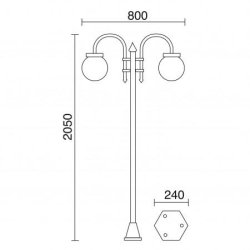 Lampadaire de parc BOOM - 2 bras en forme de boules - IP43 E27 42W - Blanc - Livré avec mat hauteur totale 1915 mm