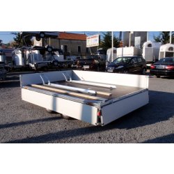 Remorque plateau Humbaur HT 353121 - 2 essieux, roues dessous, ridelles alu, PTAC 3500 kg