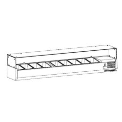 Vitrine réfrigérée à poser THV2000/380 - 2000 x 395 x 435 mm, capacité 9 bacs GN1/3