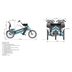 Tandem électrique côte à côte - Fun2Go - Van Raam avec sièges réglables et assistance électrique