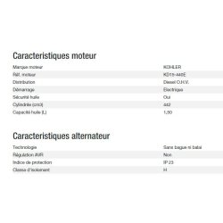 Groupe électrogène Diesel 6000 A Silence U Export - Kohler - Puissance max 5,40 kW - 60 Hz - 240 V