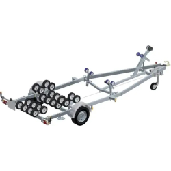 Remorque porte-bateau immergeable SUN WAY - D2411 - PTAC : 1000 Kg - Kit multi rouleaux - 1 essieu freiné
