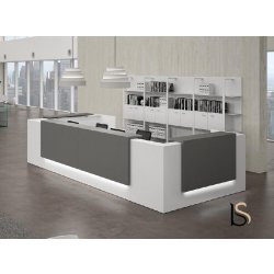 Banque d'accueil en U modèle Z2, différents coloris - Officity. - Blanc, Gris ombre, 445