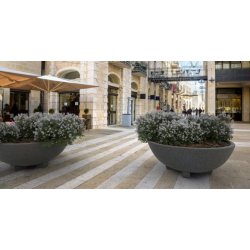 Jardinière Bol en béton cylindrique - Design classique pour zones historiques - Ciment blanc ou gris - Ø118 x 45 cm